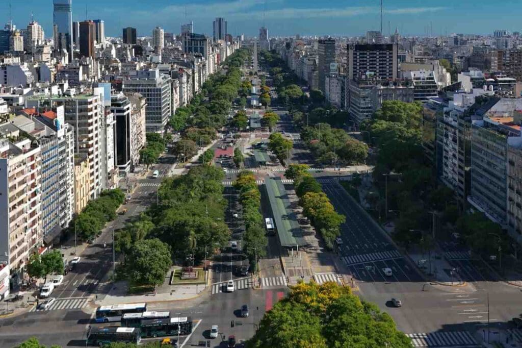 Foto da Avenida 9 de julio em Buenos Aires
