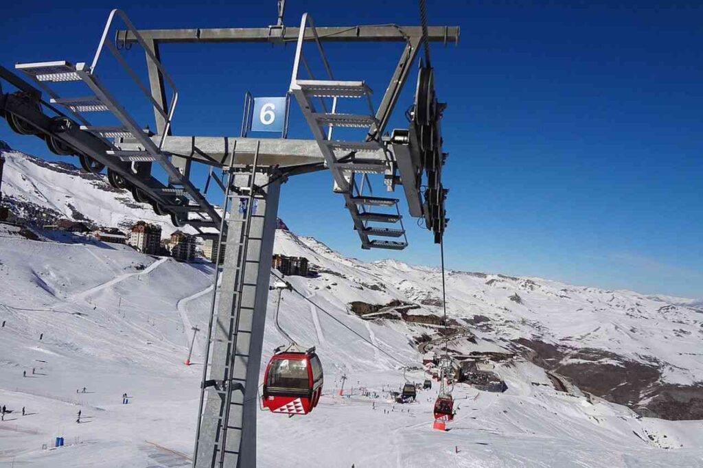 Foto da gôndola no Valle Nevado