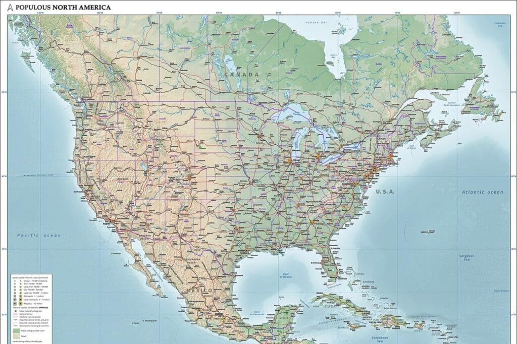 América do Norte mapa